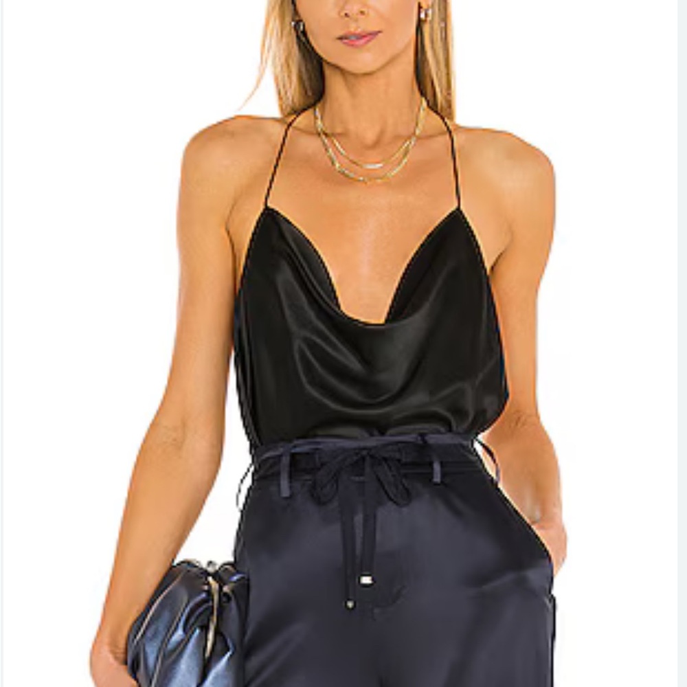 Cami NYC Silk Black Sleeveless Backless Camisole